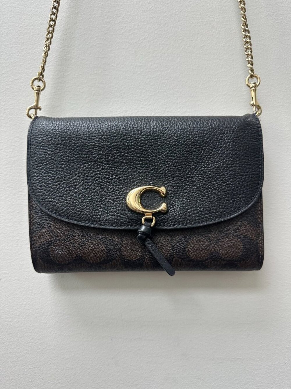 COACH Remi Chain Crossbody in Black/Brown Signature Coated Canvas